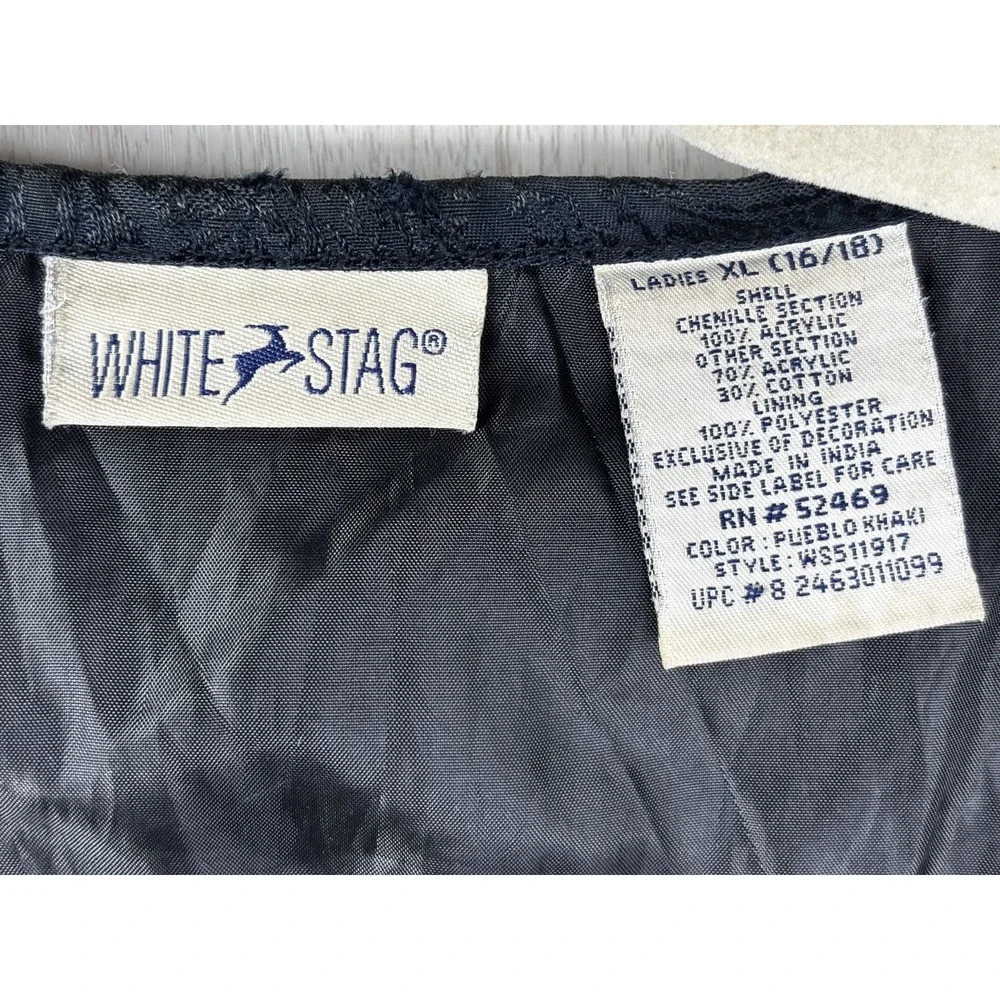 Vintage White‎ Stag Tapestry Jacket Embellished Boho Cottagecore Women XL